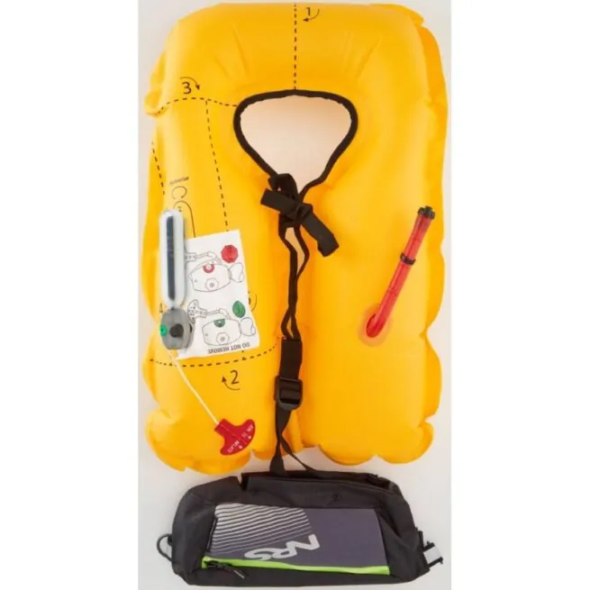 The NRS Zephyr inflatable waist PFD inflated.