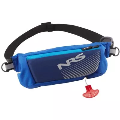 The NRS Zephyr waist pfd in blue and black.