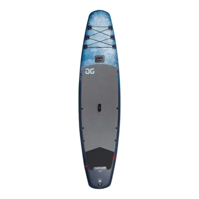 The 2021 Aquaglide 11'0" Cascade FSL inflatable SUP in blue.