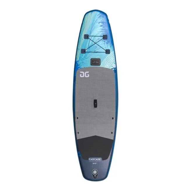 The Aquaglide 10' Cascade front view with the new 2021 blue graphics.