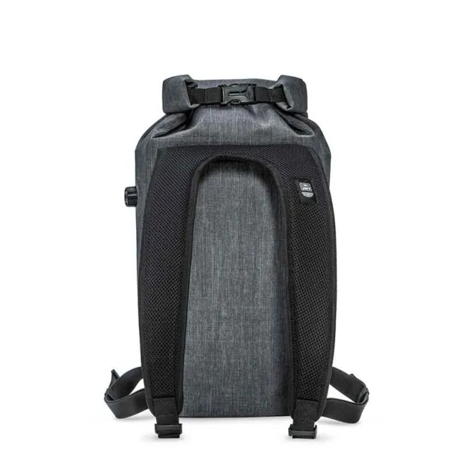 IceMule Jaunt 9L coolers backpack straps in black on the snow grey bag.