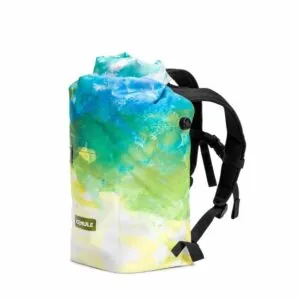 IceMule Jaunt 15L coolers backpack side view with straps in black on the devoe bag.