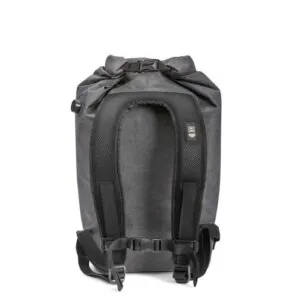IceMule Jaunt 15L coolers backpack straps in black on the snow grey bag.