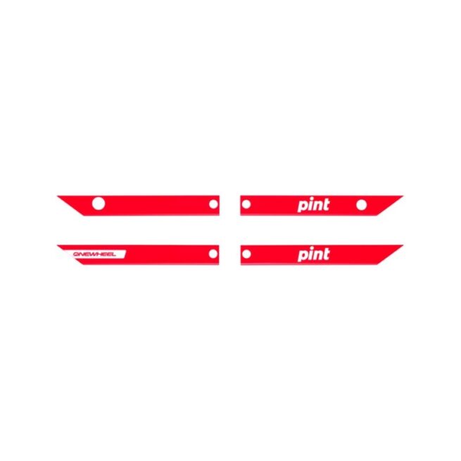 Set of 4 OneWheel Pint Rail Guards by Future Motion in red color.
