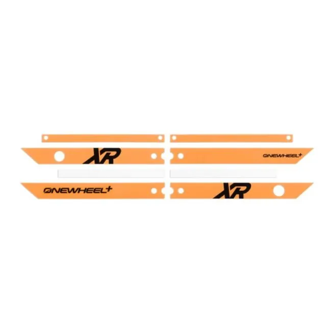 OneWheel XR Rail Guards in fluorescent orange with black XR