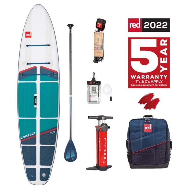 Red Paddleboards 11' compact package with 5 year warranty. Available at Riverbound Sports in Tempe, Arizona.
