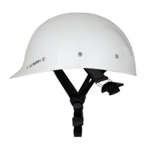 Shred Ready Super Scrappy helmet in pearl white color side view. Available at Riverbound Sports.