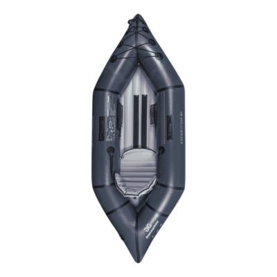 The Aquaglide Expedition 85 ultralight inflatable kayak top view image of the cockpit.