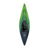 The Aquaglide Navarro 110 inflatable kayak. Color green and dark grey. cockpit and deck view.