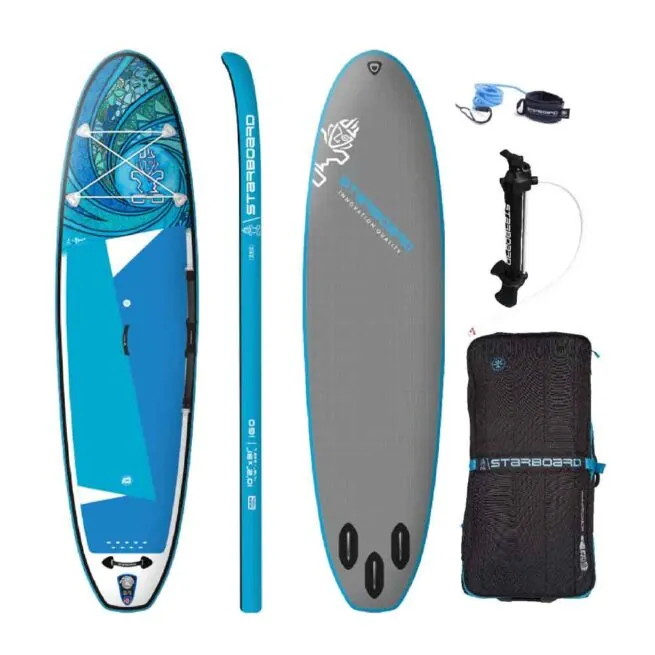 Starboard SUP 10'2" Tikhine Wave paddleboard with blue graphics.