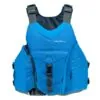Astral Ringo life jacket front in ocean blue with off center front zipper.