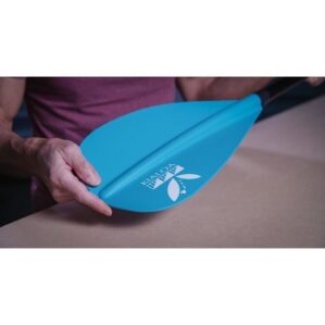 Kialoa Makai Light blue dehidel SUP blade face.