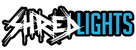 ShredLights logo in blue and white