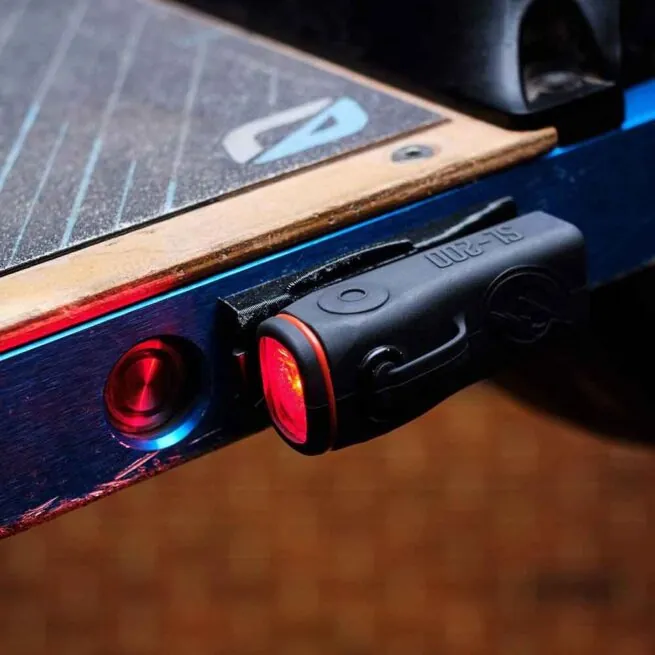 OneWheel with ShredLights red light mount kit.