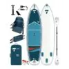 An image of the Tahe 11'6" SUP-Yak Package with kayak paddle, leash, pump, seats and bag.