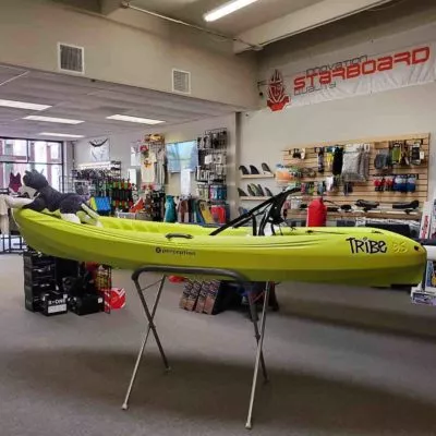 Tribe 9.5 sit on top kayak in yellow side view.