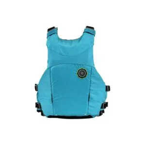 The Astral Layla life jacket back view in glacier blue color. Available at Riverbound Sports in Tempe, Arizona.