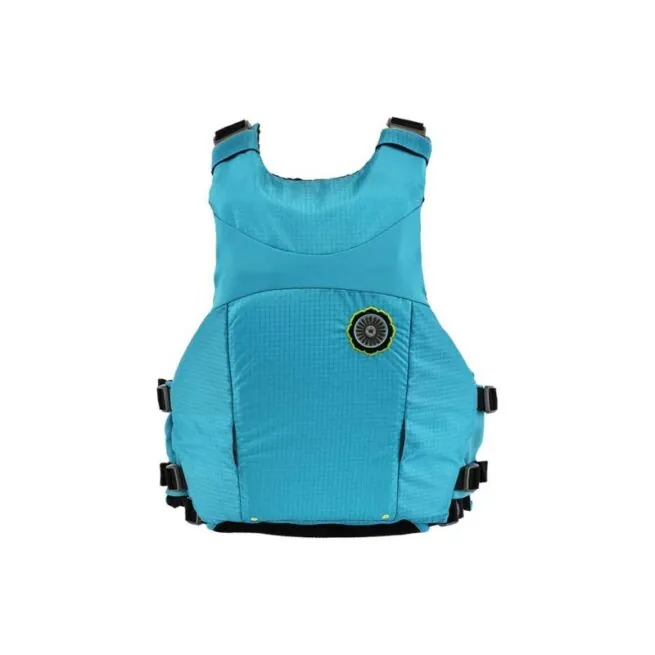 The Astral Layla life jacket back view in glacier blue color. Available at Riverbound Sports in Tempe, Arizona.