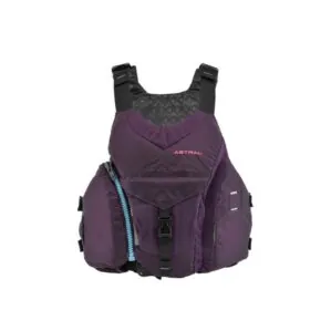 The Astral Layla life jacket front view in eggplant color. Available at Riverbound Sports in Tempe, Arizona.