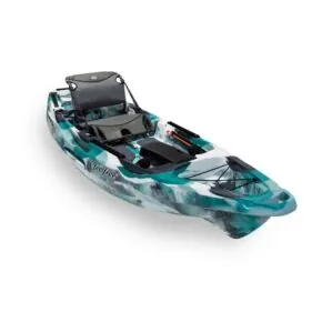 The Moken 10 V2 fishing kayak in seafoam camo. Available at Riverbound Sports in Tempe, Arizona.