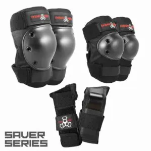 Triple Eight 3-pack wrist, elbow & knee savers in black.