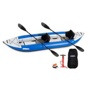 Sea Eagle 380X inflatable kayak paddle, pump, and carry bag pro carbon package at Riverbound Sports.