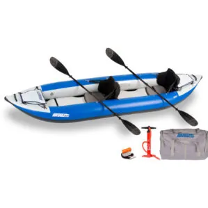 Sea Eagle 420X inflatable kayak paddle, pump, and carry bag pro carbon package at Riverbound Sports.