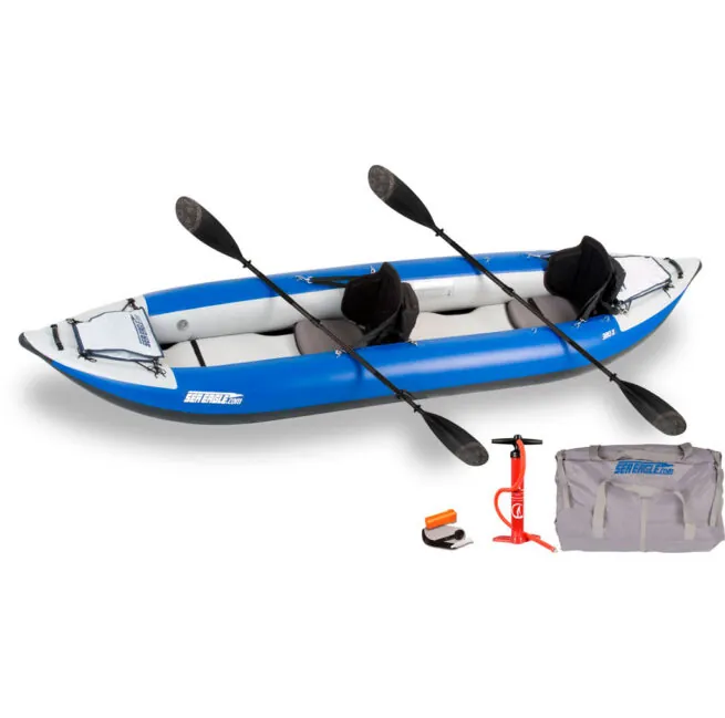 Sea Eagle 420X inflatable kayak paddle, pump, and carry bag pro carbon package at Riverbound Sports.