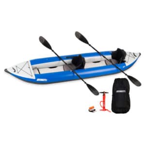 Sea Eagle 420X inflatable kayak paddle, pump, and carry bag pro carbon package at Riverbound Sports.