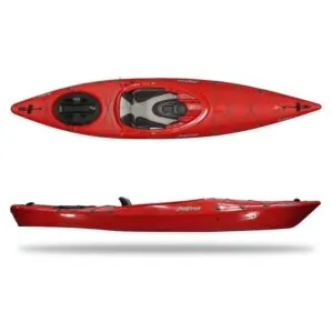 Feelfree kayaks Aventura 110 top and side view in red.