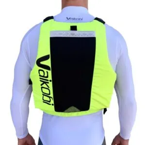 Vaikobi VXP race PFD in yellow and black back view.