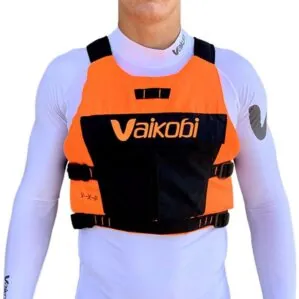 Vaikobi VXP race PFD in orange and black front view.