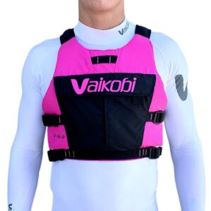 Vaikobi VXP race PFD in pink and black front view.
