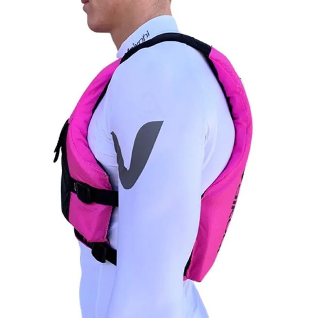 Vaikobi VXP race PFD in pink and black side view.