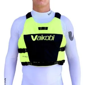 Vaikobi VXP race PFD in yellow and black front view.