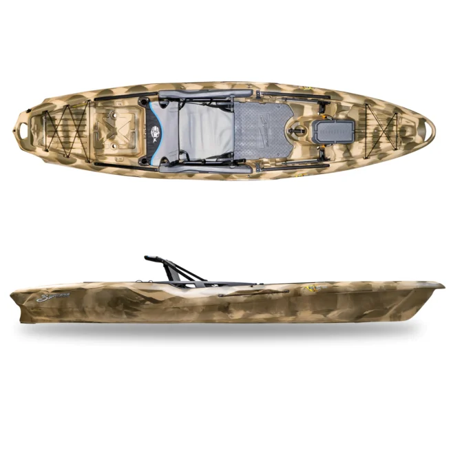 3 Waters kayaks Big Fish 120 Angler in terra camo. Available at Riverbound Sports in Tempe, Arizona.