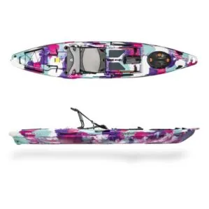 The Moken 12.5 V2 fishing kayak in tie dye. Available at Riverbound Sports in Tempe, Arizona.