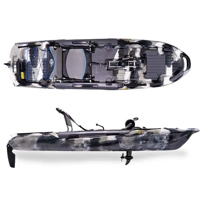 The 3 Waters Big Fish 103 in Urban Camo color. Top side view.