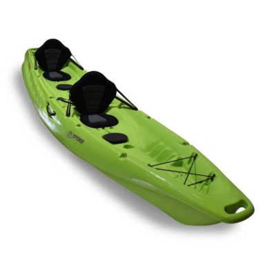 3 Waters kayaks T42 in lime at an angle.