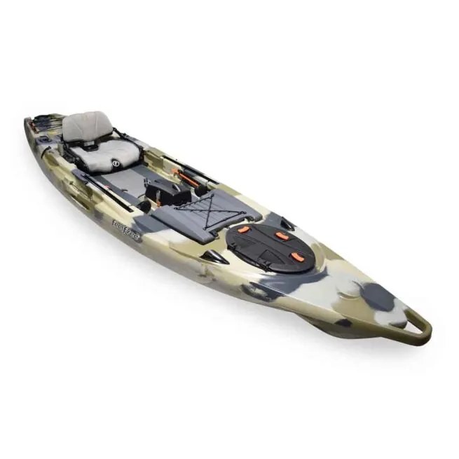The Feelfree Lure 13.5 in Lime Camo top angled view.