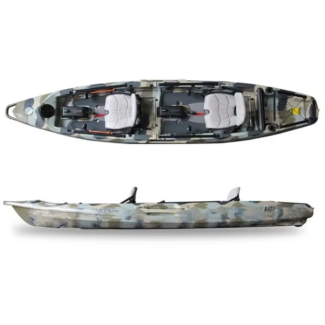 Feelfree Lure Tandem in desert camo top and side view.