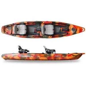 Feelfree Lure Tandem in fire camo top and side view.