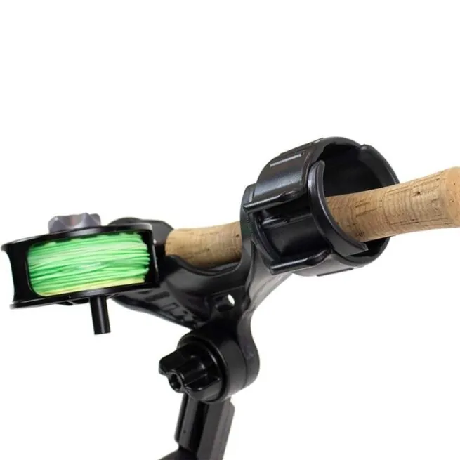 The YakAttack Omega rod holder with fly rod.