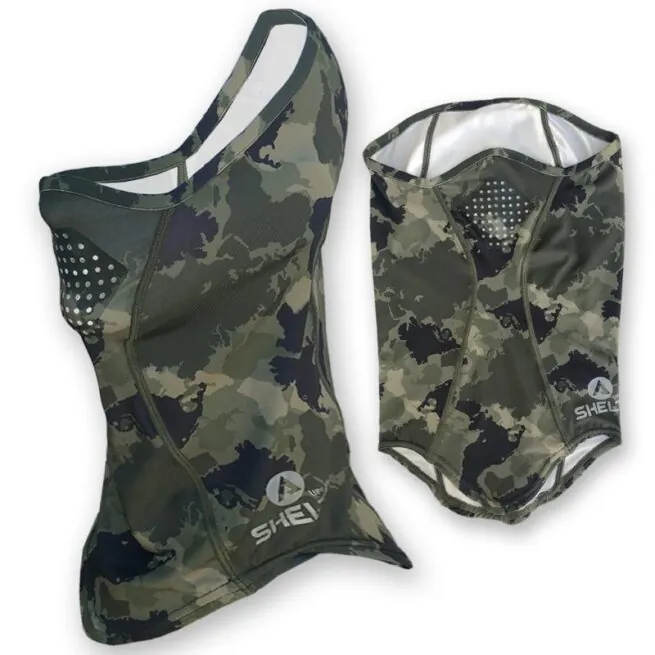 Shelta Sun Protective Gaiter in O.D. camo color.