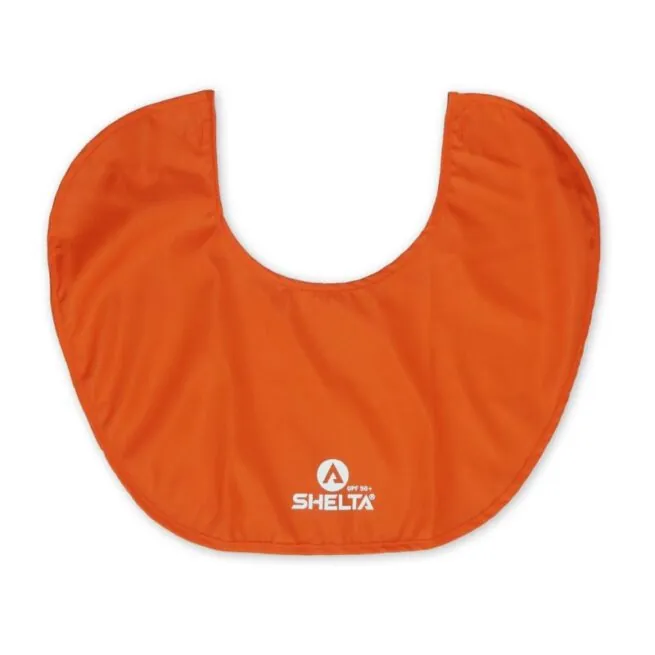 The Shelta Hats Neck Shield in blaze orange color.