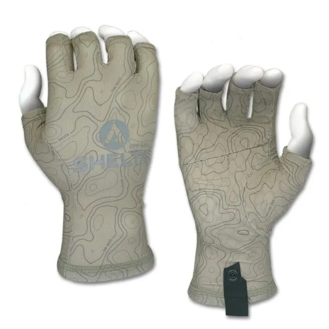 Shelta Sun Gloves in Khaki top and palm.
