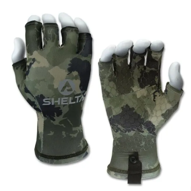 Shelta Sun Gloves in O.D. camo top and palm.
