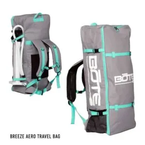 Bote Breeze inflatable SUP bag in gray and teal color.