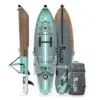 The Classic Bote DEUS inflatable kayak multi view side,front, and bottom with travel bag. Available at Riverbound Sports in Tempe, Arizona.