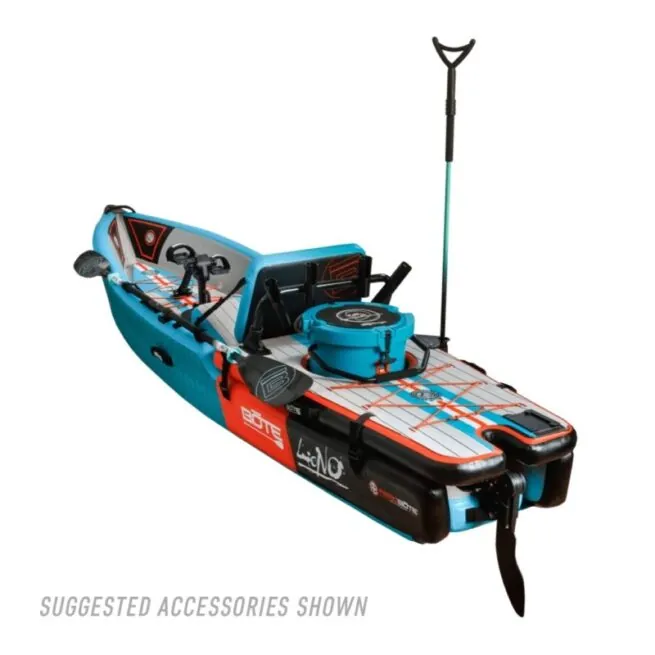 BOTE LONO inflatable kayak in classic color showing a rear view with accessories and optional APEX pedal drive.
